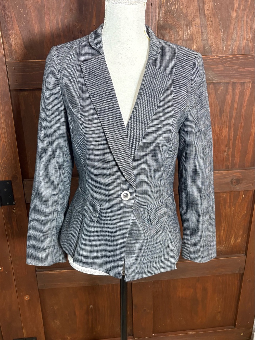 White House Black Market Gray Tailored Single-Button Blazer